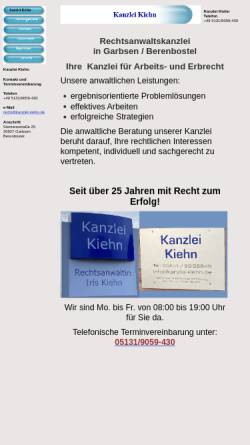 Vorschau der mobilen Webseite www.kanzlei-kiehn.de, Kanzlei Kiehn - Iris Kiehn