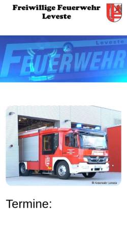 Vorschau der mobilen Webseite www.feuerwehr-leveste.de, Freiwillige Feuerwehr Leveste
