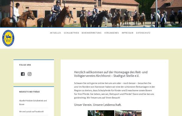 Vorschau von www.reitverein-kirchhorst.de, Reit- und Voltigierverein Kirchhorst - Stadtgut Stelle e.V.