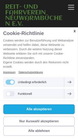 Vorschau der mobilen Webseite www.reitverein-neuwarmbuechen.de, Reit- und Fahrverein Neuwarmbüchen e.V.