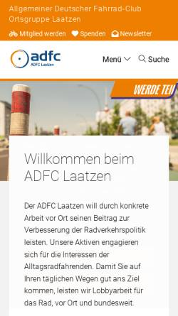 Vorschau der mobilen Webseite www.adfc-laatzen.de, Allgemeiner Deutscher Fahrrad-Club Ortsgruppe Laatzen