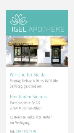 Vorschau der mobilen Webseite www.apotheke-allach.de, Igel Apotheke