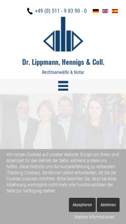 Vorschau der mobilen Webseite www.drlippmann.de, Rechtsanwälte Dr. Lippmann & Collegae