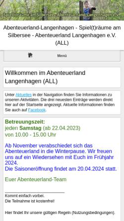 Vorschau der mobilen Webseite www.abenteuerland-langenhagen.de, Abenteuer-Land-Langenhagen (ALL-Abenteuerspielplatz) e.V.
