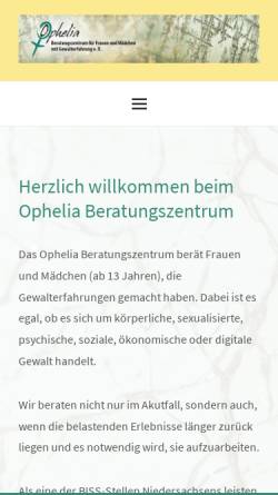 Vorschau der mobilen Webseite www.ophelia-langenhagen.de, Ophelia - Beratungszentrum für Frauen und Mädchen mit Gewalterfahrung, Langenhagen e. V.