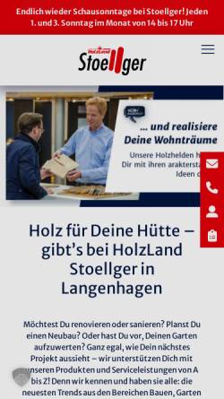 Vorschau der mobilen Webseite www.holzland-stoellger.de, Holzland Stoellger - Bodo Stoellger KG