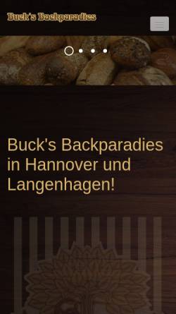 Vorschau der mobilen Webseite www.bucks-backparadies.de, Buck's Backparadies - Inh. Cord Buck
