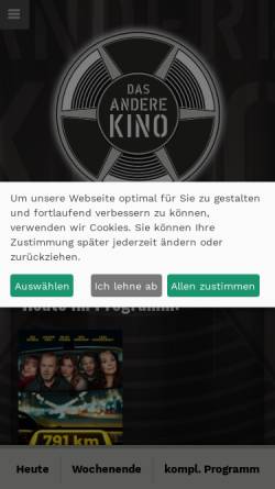 Vorschau der mobilen Webseite www.das-andere-kino.de, Das Andere Kino e.V. - Verein für offene Jugendarbeit