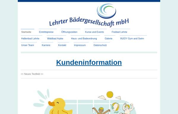 Vorschau von www.lehrter-baeder.de, Lehrter Bädergesellschaft mbH