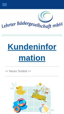 Vorschau der mobilen Webseite www.lehrter-baeder.de, Lehrter Bädergesellschaft mbH