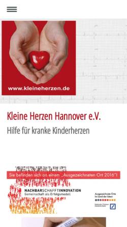 Vorschau der mobilen Webseite www.kleineherzen.de, Kleine Herzen Hannover e. V. – Hilfe für kranke Kinderherzen