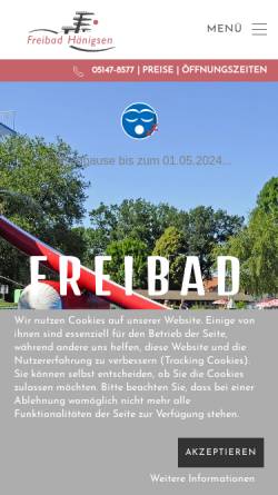 Vorschau der mobilen Webseite www.dasfreibad.de, Förderverein Hänigser Freibad e.V.