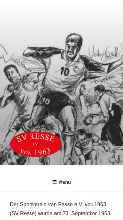 Vorschau der mobilen Webseite www.sv-resse.de, Sportverein Resse von 1963 e.V.