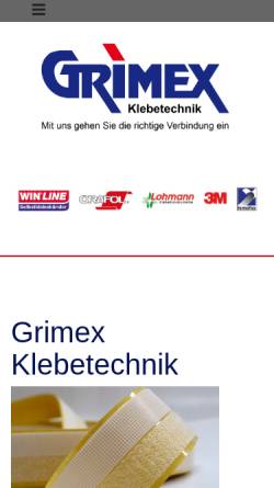 Vorschau der mobilen Webseite www.grimex.de, Grimex Klebetechnik GmbH