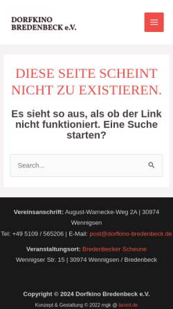 Vorschau der mobilen Webseite www.dorfkino-bredenbeck.de, Dorfkino Bredenbeck