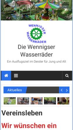Vorschau der mobilen Webseite www.die-wasserraeder.de, Bastlergemeinschaft der Wennigser Wasserräder e.V.
