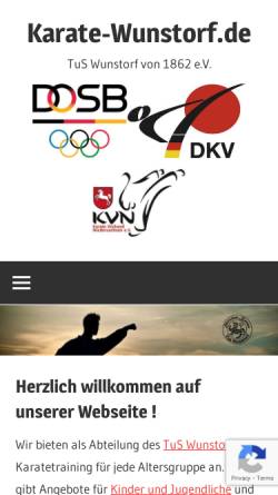 Vorschau der mobilen Webseite www.karate-wunstorf.de, Shotokan Karate TuS Wunstorf