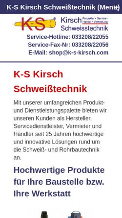Vorschau der mobilen Webseite www.k-s-shop.de, K-S Kirsch-Schweißtechnik Wunstorf KG