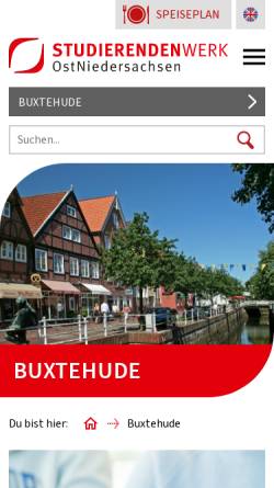 Vorschau der mobilen Webseite www.stw-on.de, Studentenwerk OstNiedersachsen - Standort Buxtehude