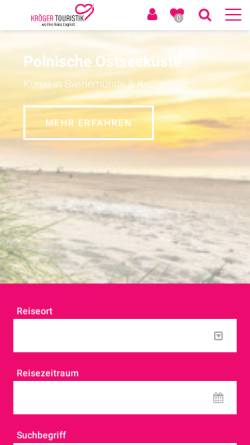 Vorschau der mobilen Webseite www.kroeger-reisen.de, Kröger-Reisen