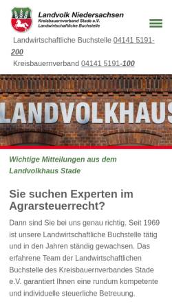 Vorschau der mobilen Webseite www.landvolk-buchstelle.de, Landvolk Niedersachsen, Landwirtschaftliche Buchstelle