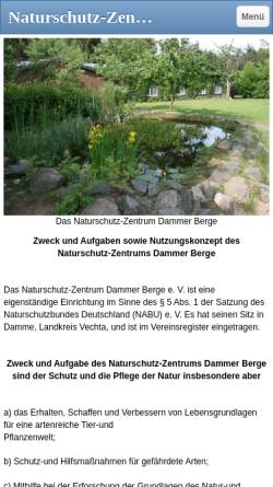 Vorschau der mobilen Webseite www.naturschutz-zentrum-dammer-berge.de, Naturschutz-Zentrum Dammer Berge
