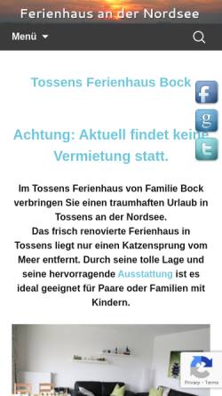Vorschau der mobilen Webseite www.tossensferienhaus.de, Tossens Ferienhaus Bock