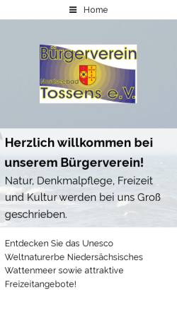 Vorschau der mobilen Webseite www.buergerverein-tossens.de, Bürgerverein Tossens