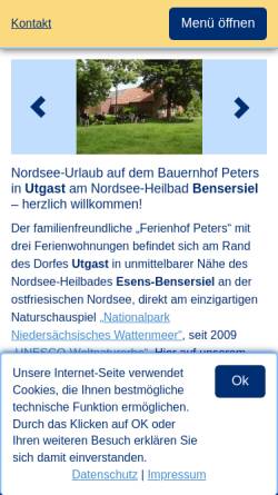 Vorschau der mobilen Webseite www.ferienhof-peters.de, Ferienhof Peters
