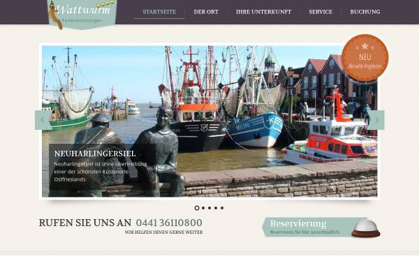 Vorschau von www.ferien-nordsee.de, Ferienwohnungen Wattwurm