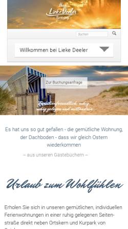 Vorschau der mobilen Webseite www.lieke-deeler.de, Haus Lieke Deeler