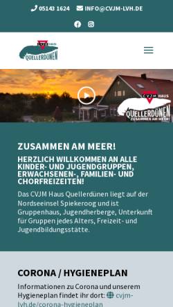 Vorschau der mobilen Webseite quellerduenen.de, CVJM Haus Quellerdünen