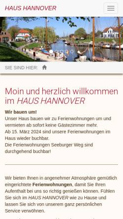 Vorschau der mobilen Webseite www.hotel-carolinensiel-harlesiel.de, Hotel Haus Hannover
