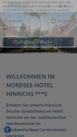 Vorschau der mobilen Webseite www.hotel-hinrichs.de, Hotel Hinrichs