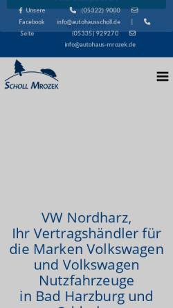 Vorschau der mobilen Webseite www.vw-nordharz.de, Gerhard Mrozek & Söhne OHG