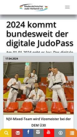 Vorschau der mobilen Webseite www.njv.de, Niedersächsischer Judo-Verband