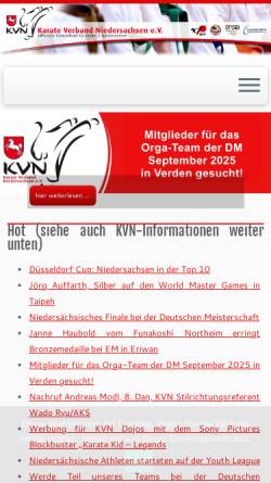 Vorschau der mobilen Webseite www.karateverband-niedersachsen.de, Karate Verband Niedersachsen e.V. (KVN)
