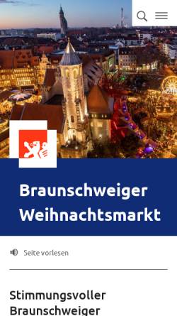 Vorschau der mobilen Webseite www.braunschweig.de, Braunschweiger Weihnachtsmarkt
