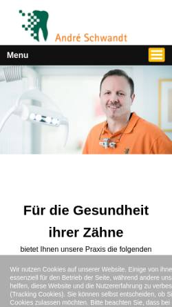 Vorschau der mobilen Webseite www.zahnarzt-schwandt.de, Zahnarztpraxis André Schwandt