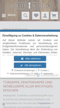 Vorschau der mobilen Webseite antikebeschlaege.eu, Antike Beschläge und Antiquitäten Schierding GmbH