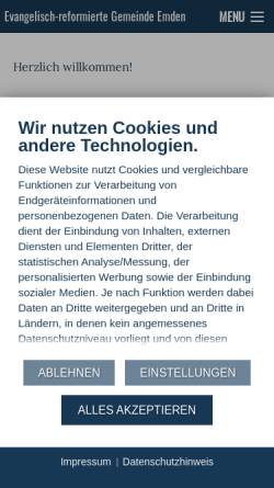 Vorschau der mobilen Webseite www.emden.reformiert.de, Evangelisch-reformierte Gemeinde