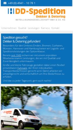 Vorschau der mobilen Webseite www.dd-spedition.de, DD-Spedition, Dekker und Detering