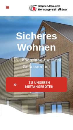 Vorschau der mobilen Webseite www.beamten-bau-emden.de, Beamten- Bau- und Wohnungsverein in Emden eG