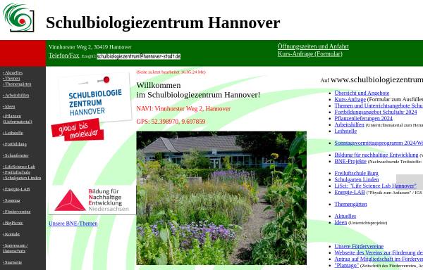 Vorschau von www.schulbiologiezentrum.info, Schulbiologiezentrum Hannover