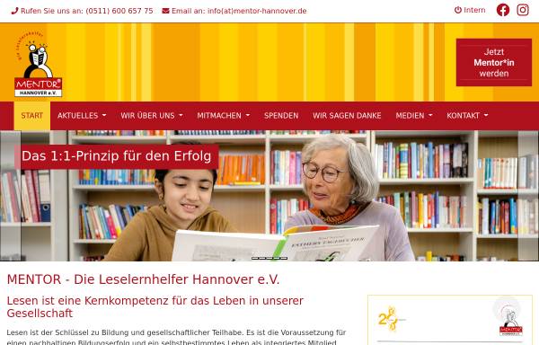 Vorschau von www.mentor-leselernhelfer.de, Mentor - die Leselernhelfer Hannover e.V.