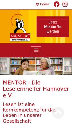 Vorschau der mobilen Webseite www.mentor-leselernhelfer.de, Mentor - die Leselernhelfer Hannover e.V.