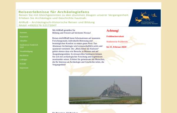 Vorschau von www.arub.net, Arub - archäologische Reisen und Bildung, Dr. Beate Pfeil