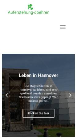 Vorschau der mobilen Webseite auferstehung-doehren.de, Evangelisch Lutherische Auferstehungsgemeinde Döhren