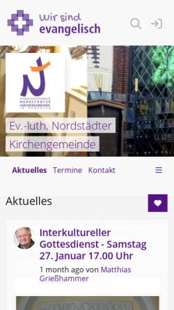 Vorschau der mobilen Webseite www.nordstaedter-kirchengemeinde.de, Nordstädter Kirchengemeinde