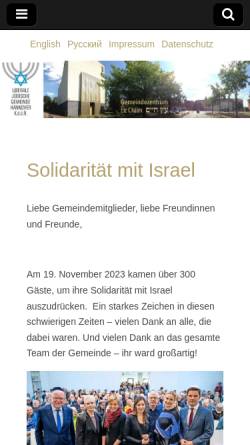 Vorschau der mobilen Webseite www.ljgh.de, Liberale Jüdische Gemeinde Hannover